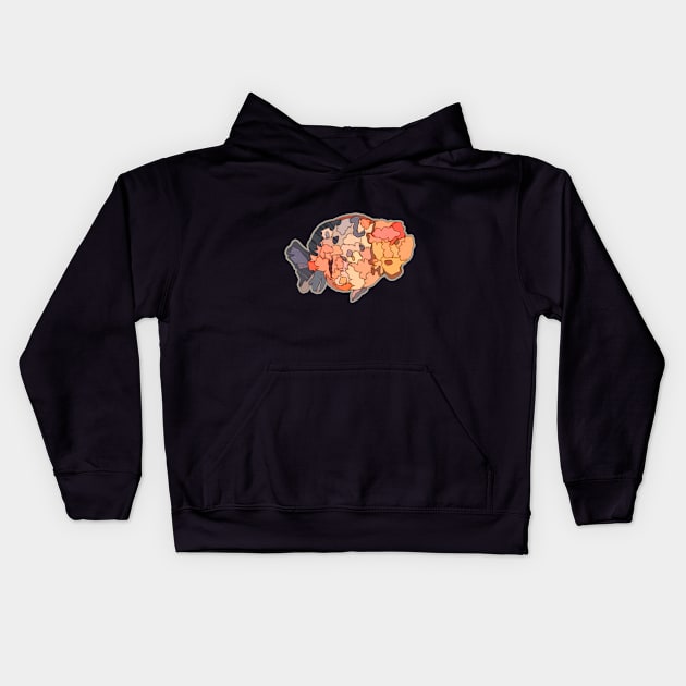 CALICO RANCHU GOLDFISH Kids Hoodie by GERG DRAW